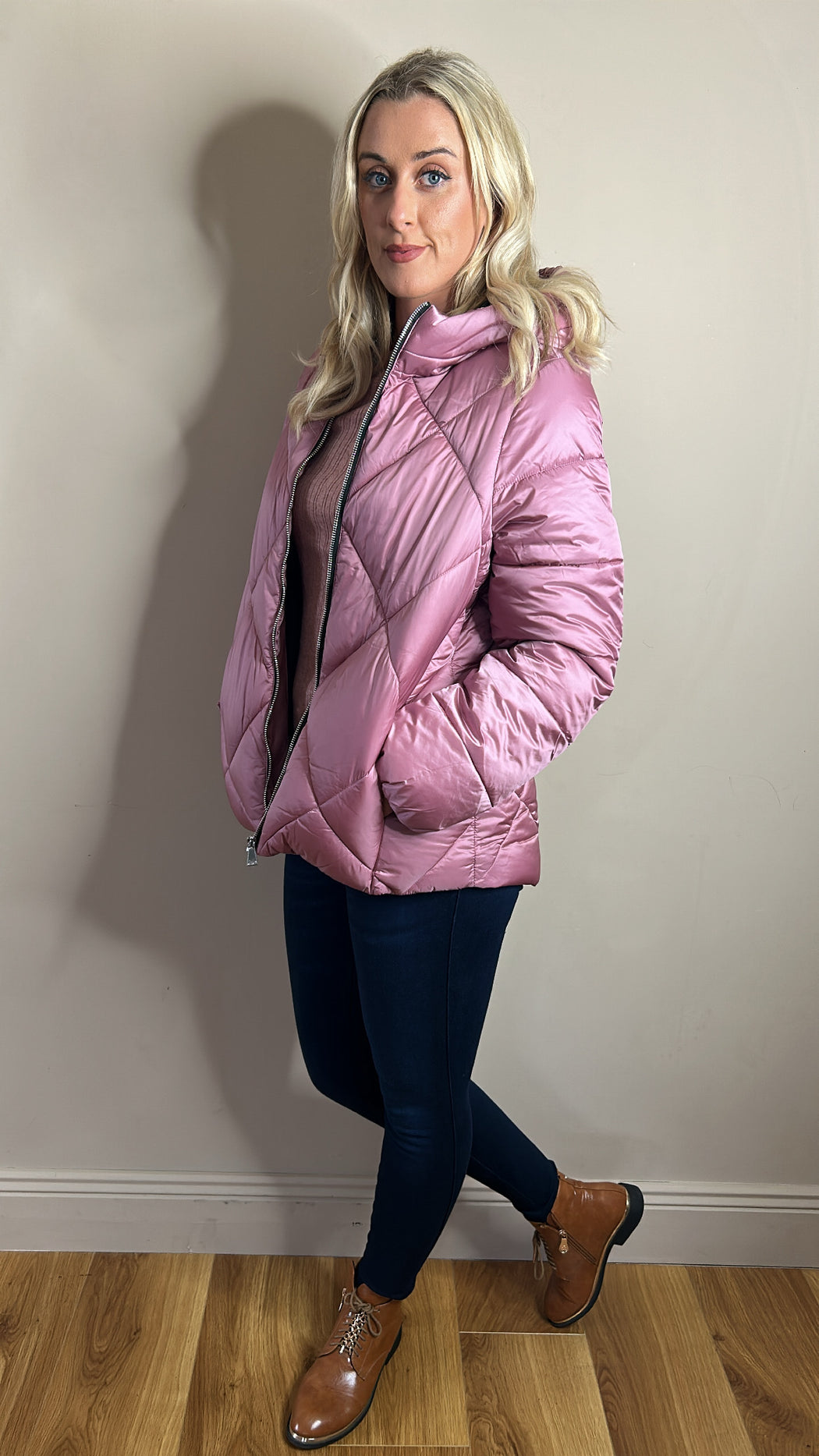 Santana pink puffer coat
