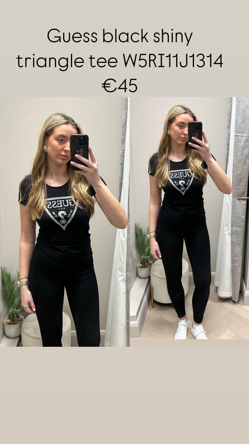 Guess black shiny triangle tee W5RI11J1314