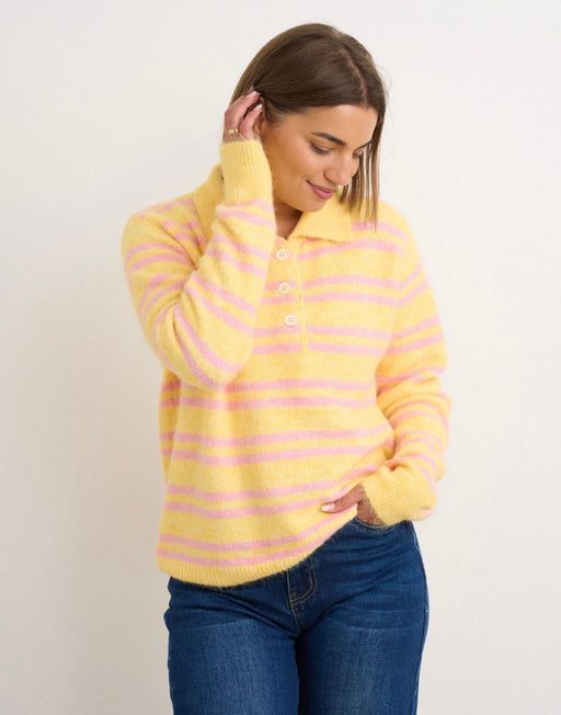 Simone lemon collar stripe knit