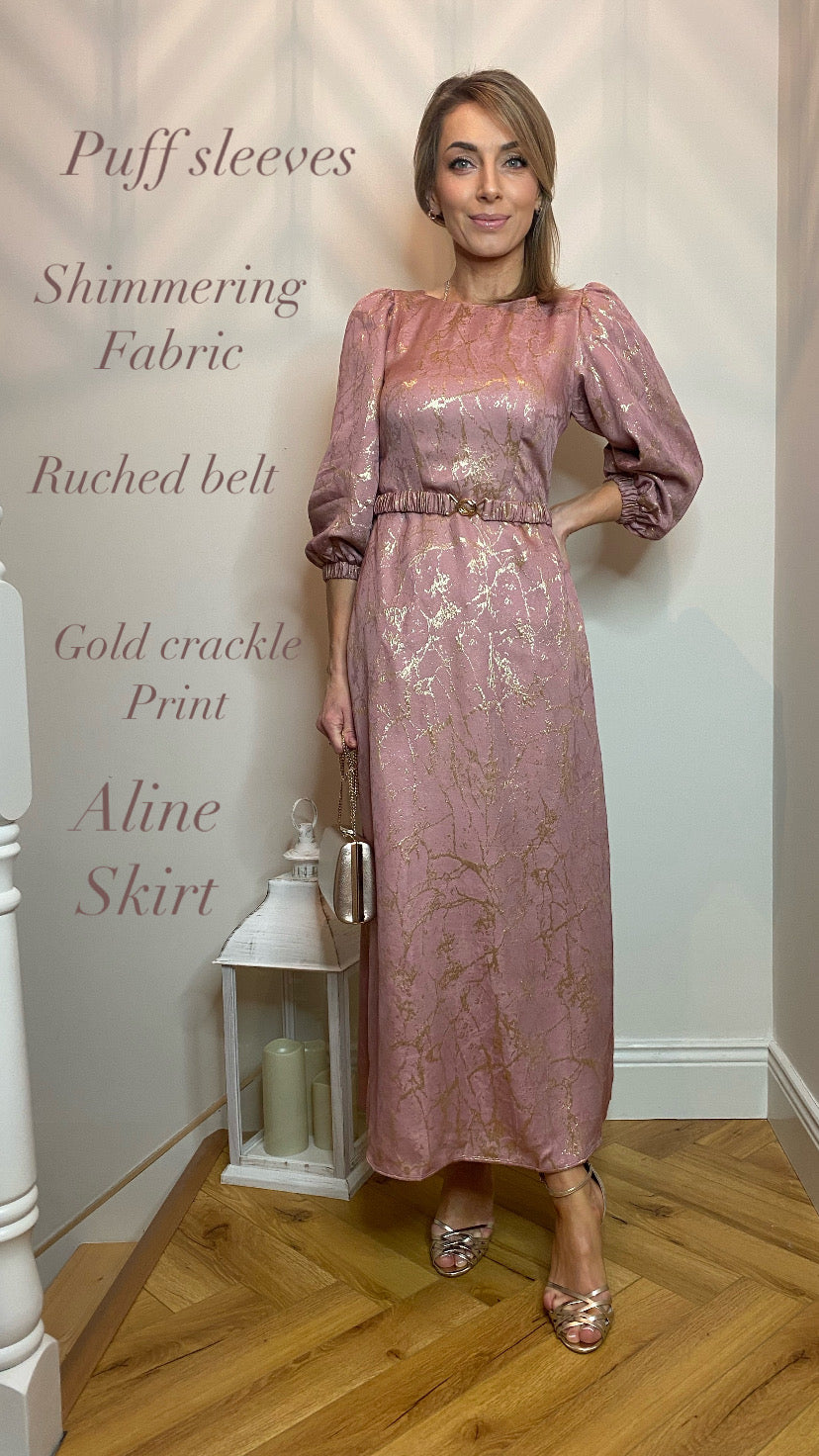 D10157 closet rose pink gold a line midi dress