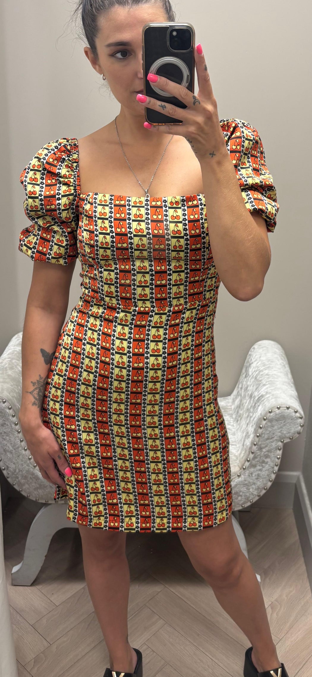 Ck6519 geo cherry dress