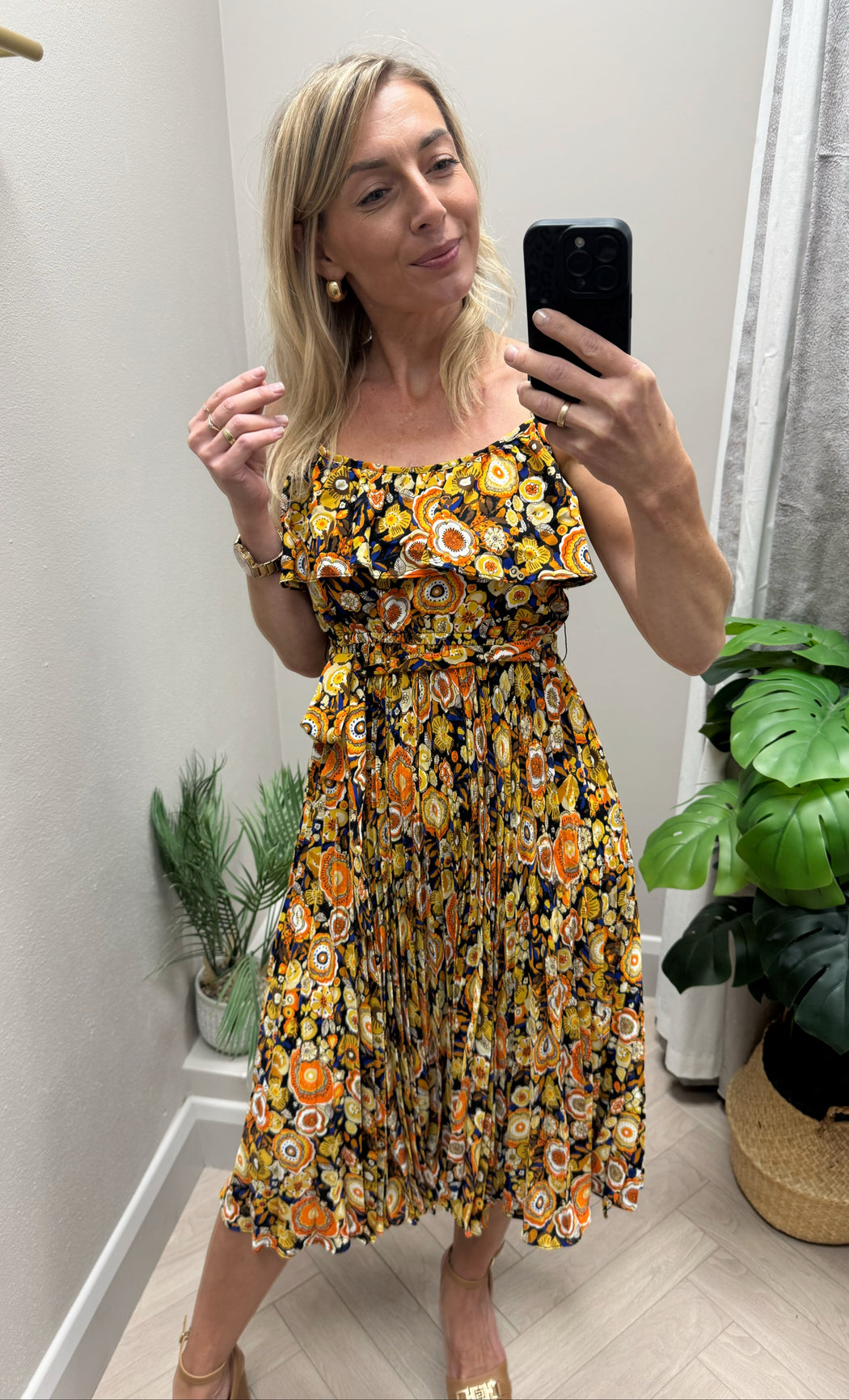 Grace black traffic print dress