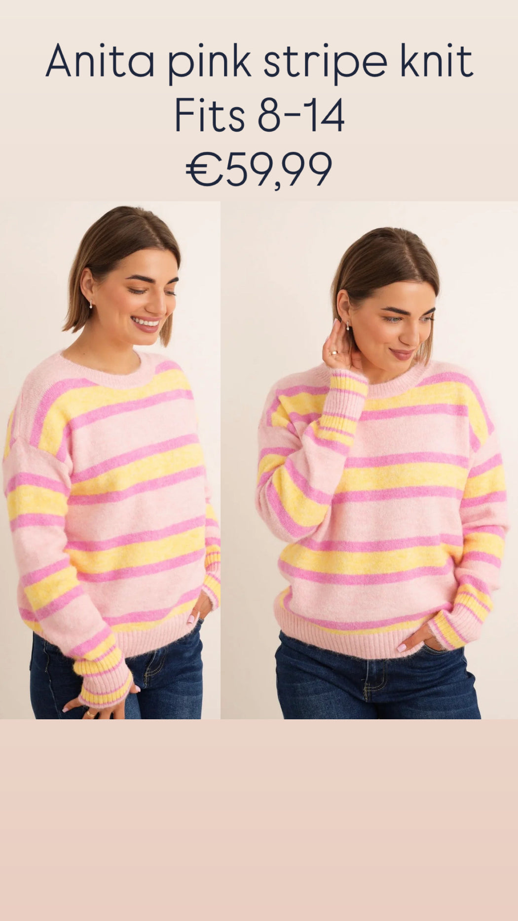 Anita pink stripe knit