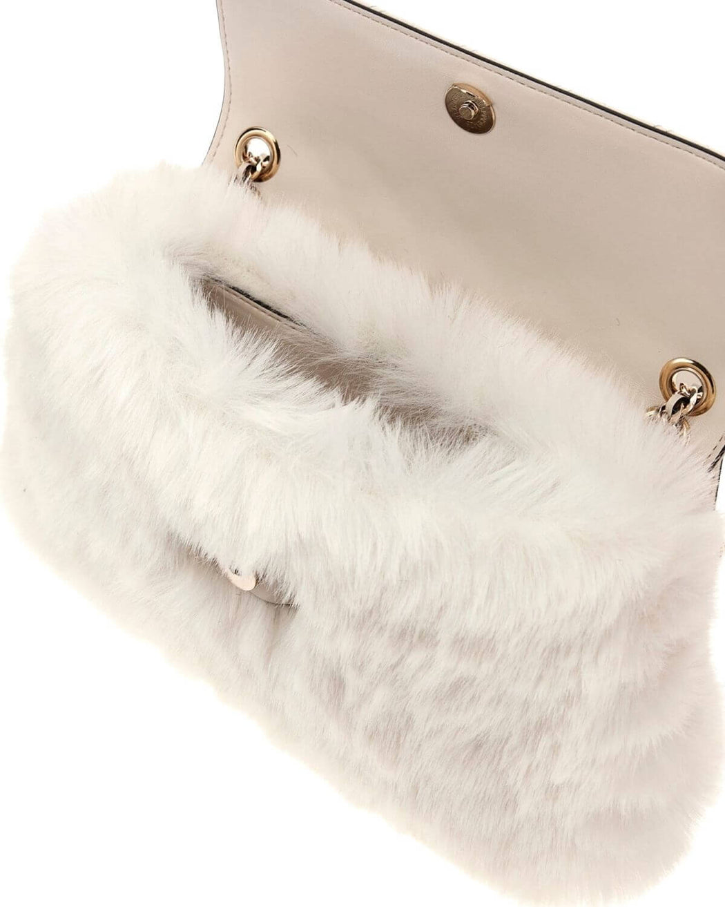 Guess stone lise flap over faux fur convertible shoulder / crossbody