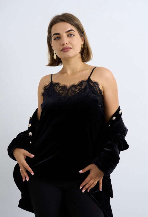 Black velvet  lace cami