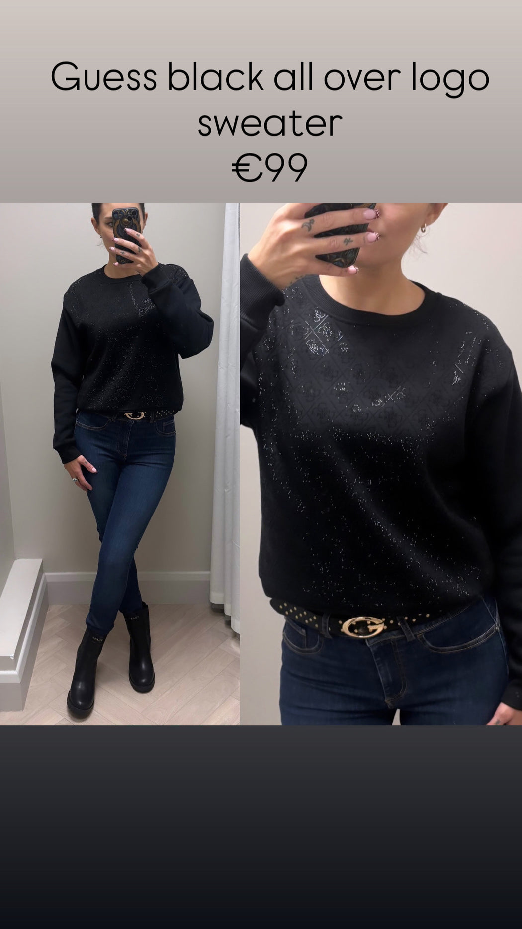 Guess black all over logo sweater w6bq14k6060
