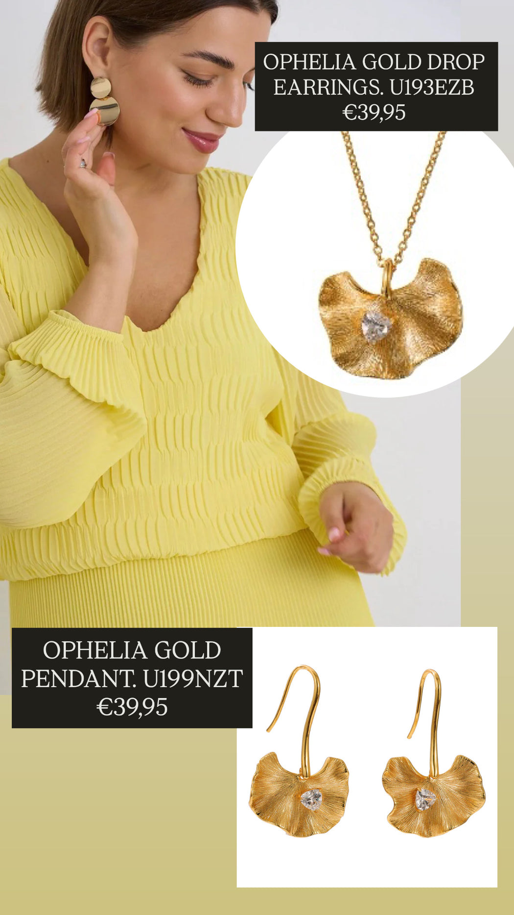 OPHELIA GOLD DROP EARRINGS. U193EZB