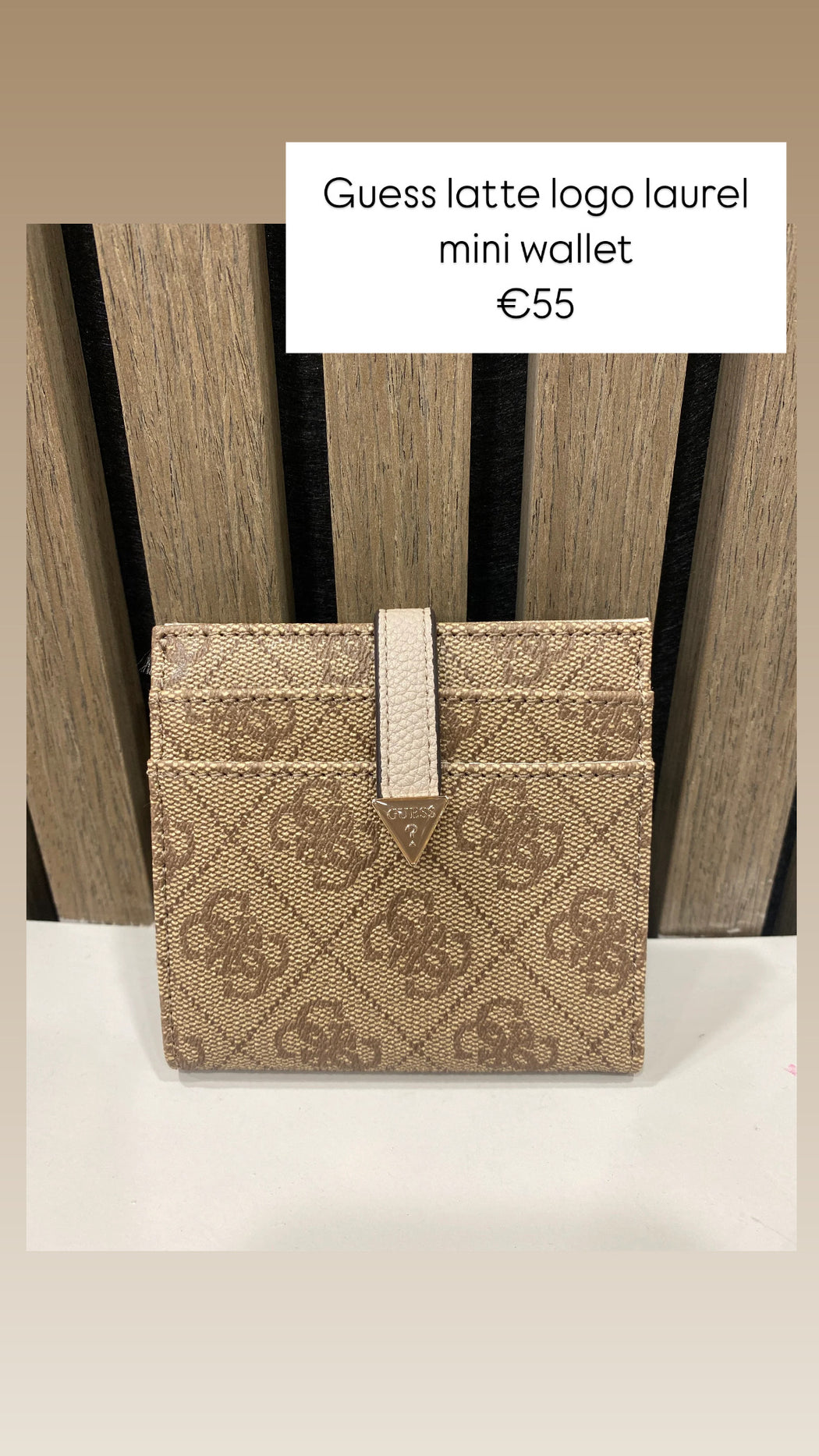 Guess latte logo laurel mini wallet