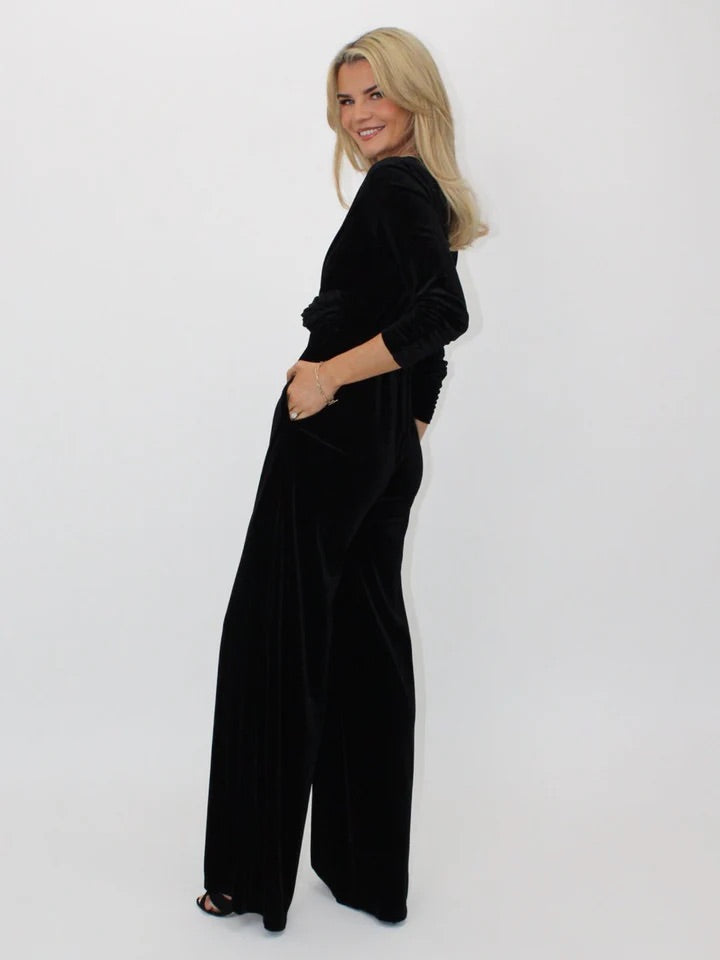 Sophia black velvet jumpsuit