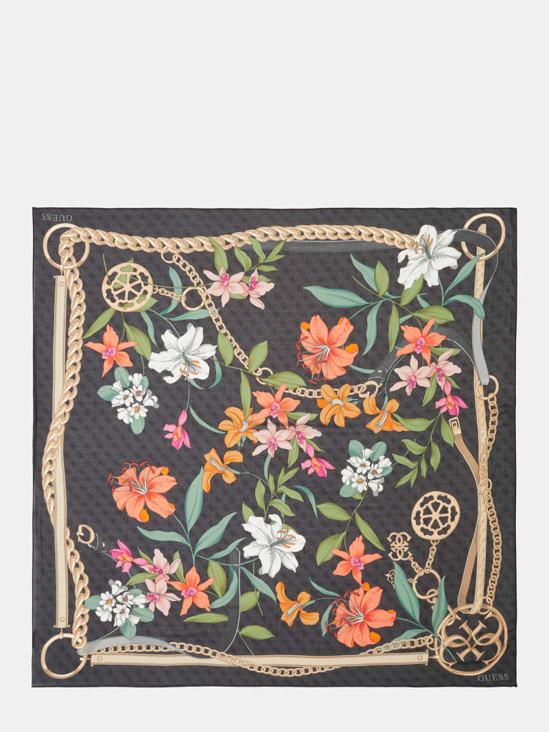 Guess black 4G logo floral kefiah shawl aw5346POL03-BLA