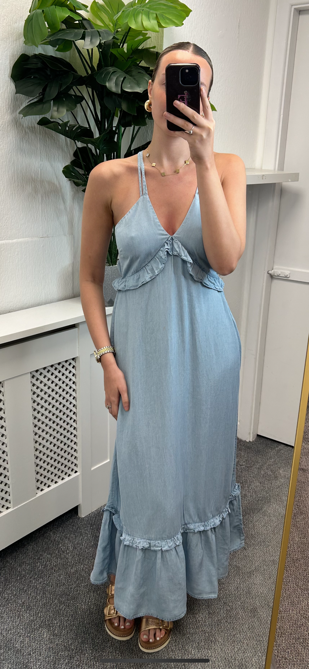 Aquamarine denim maxi