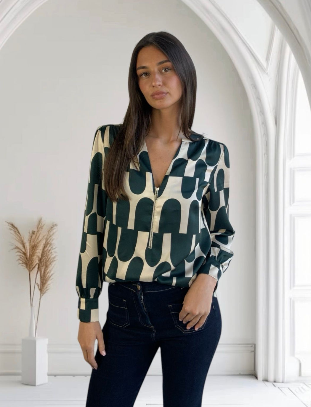 Claudia green print top