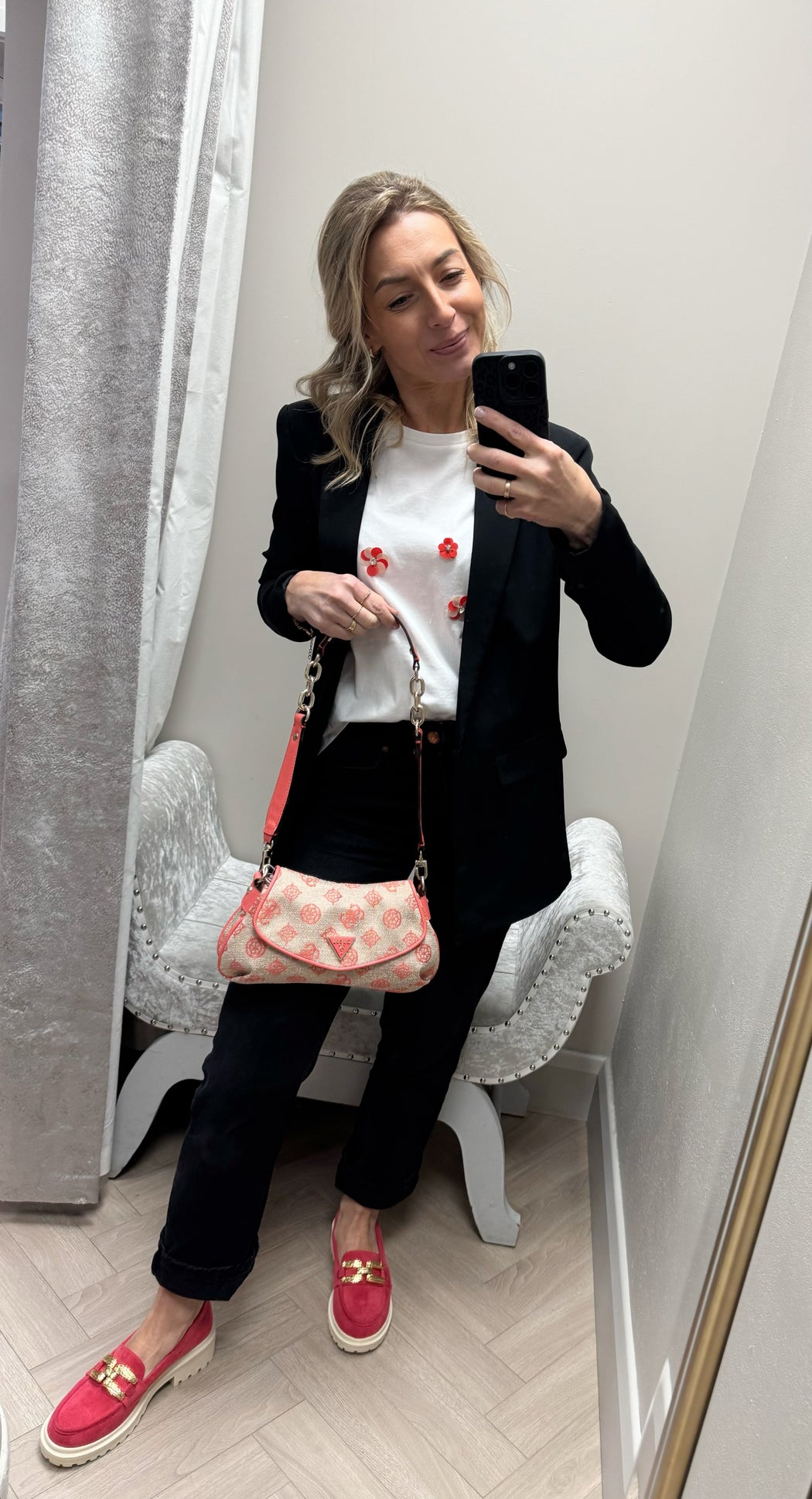 Guess coral red logo beyza shoulder bag JG962719