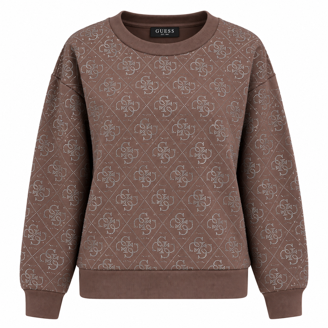 Guess brown  all over logo sweater w6bq14k6060