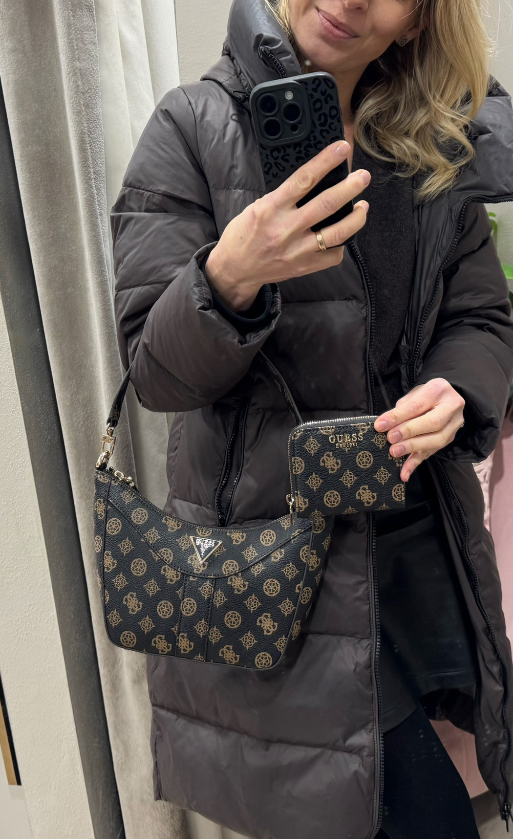 Laurel SLG Small Zip Around Wallet Mocha Logo