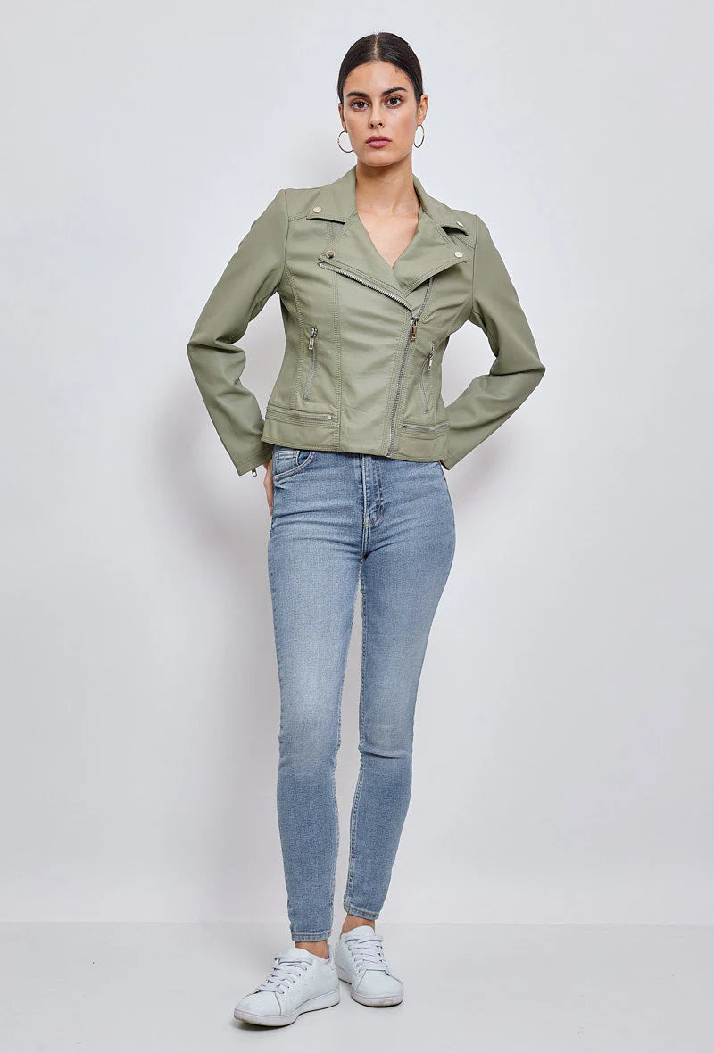 Kathy Khaki Biker Jacket