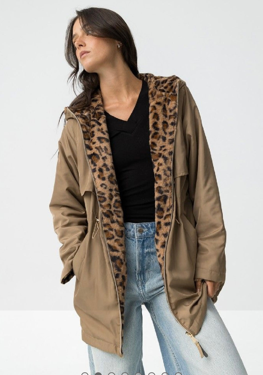 Rocky beige leopard reversible jacket