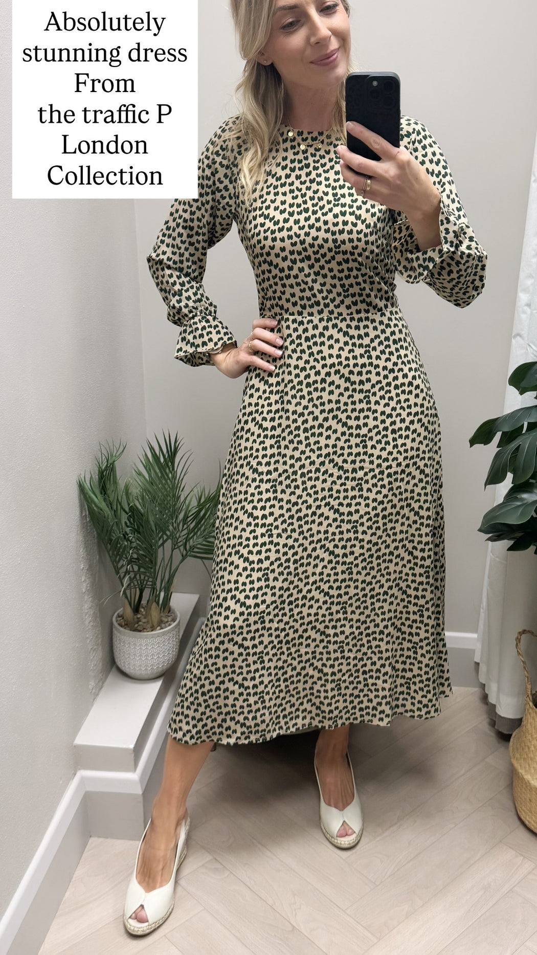 Hush green traffic heart print midi
