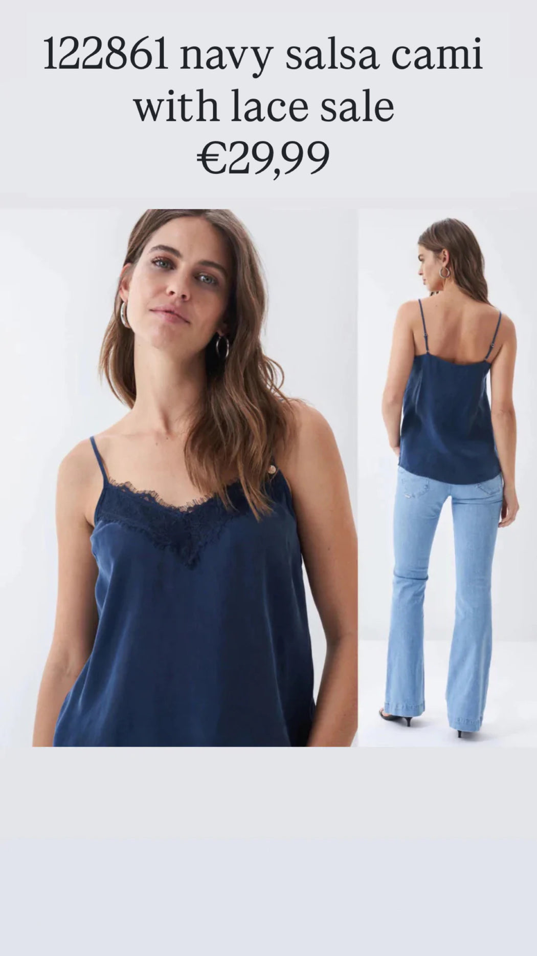 122861 navy salsa cami with lace sale