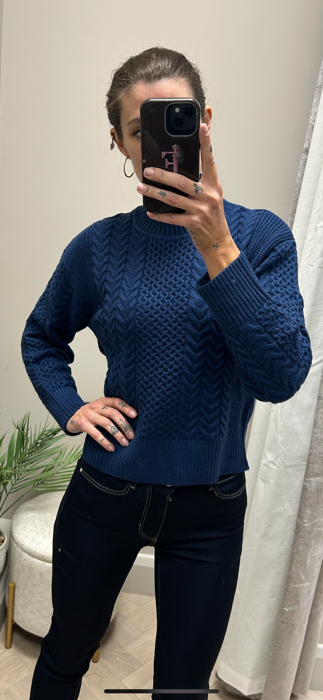 Edwina navy cable knit