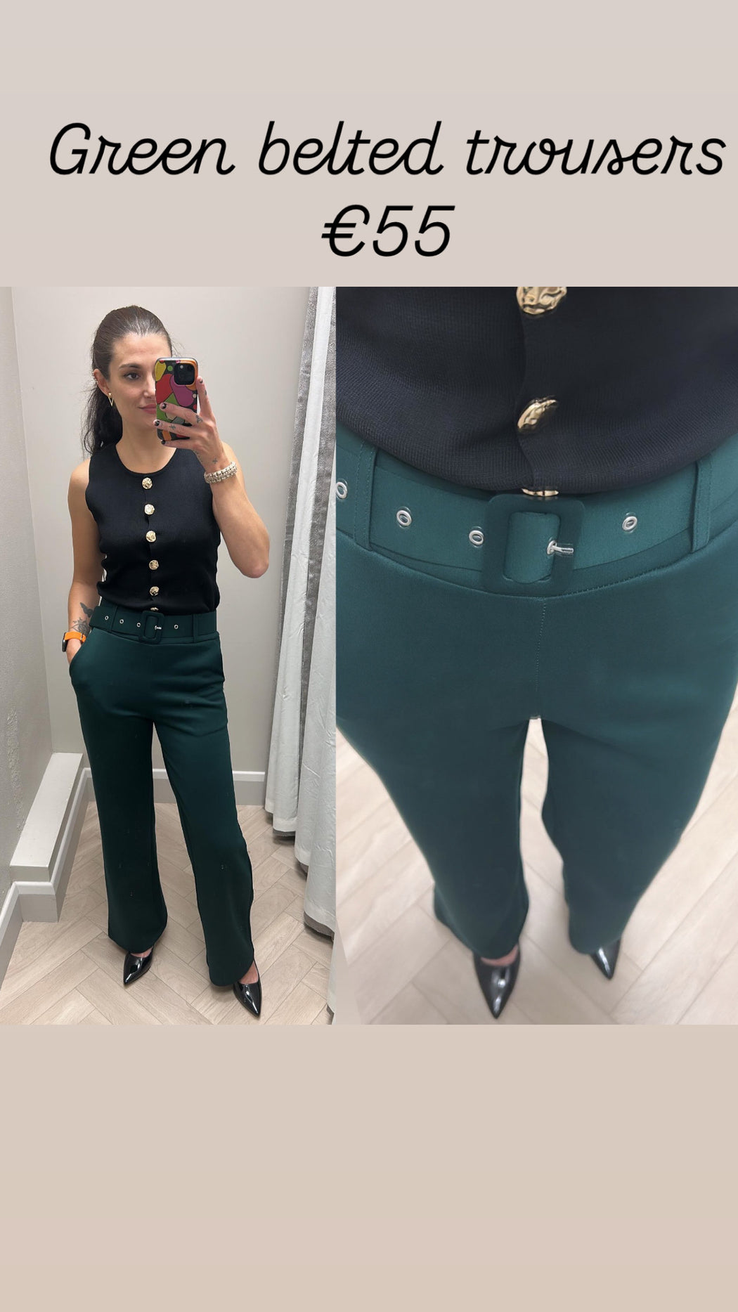 Green belted trousers