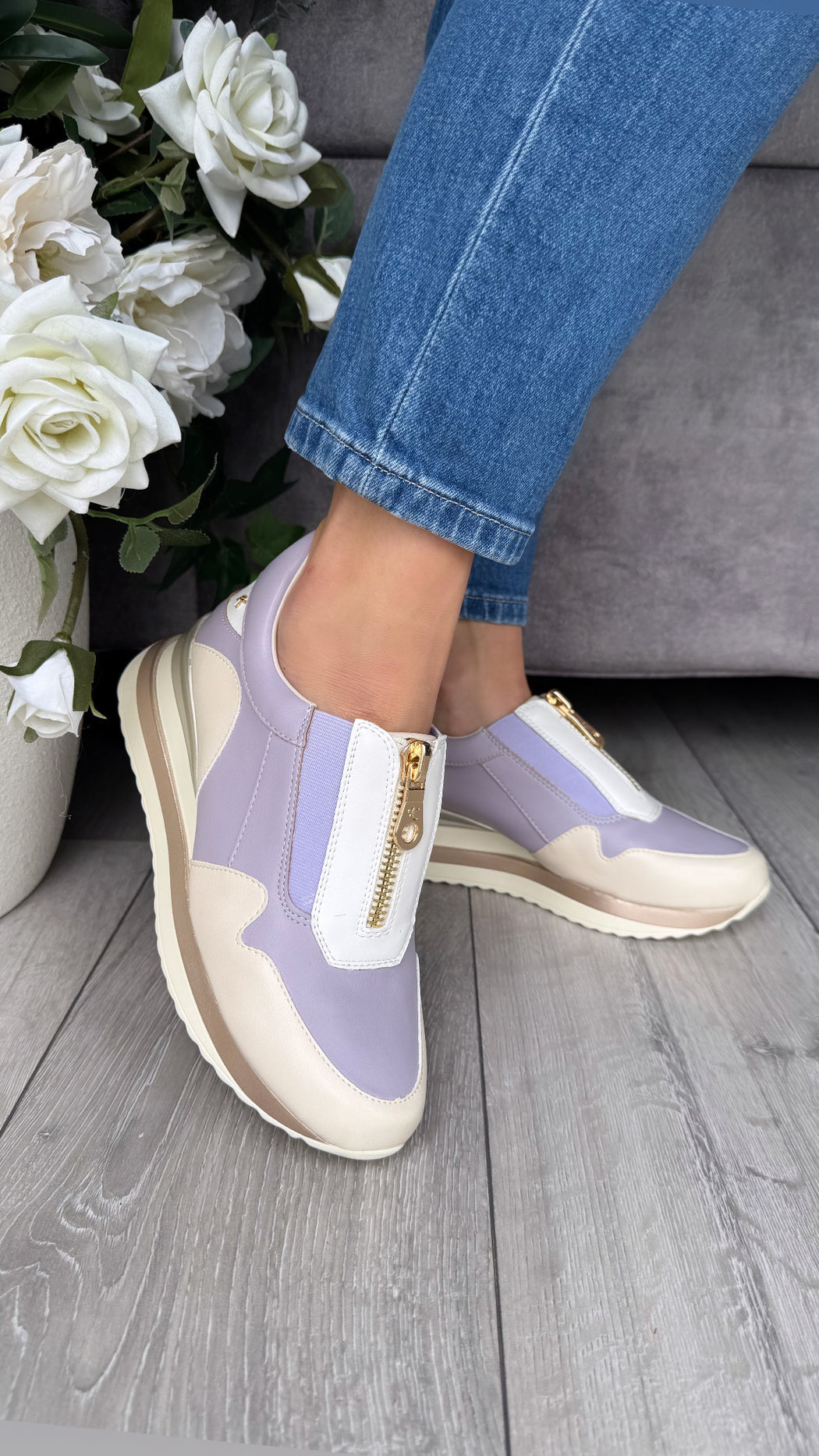 Begbroke Lavender Mash wedge sneaker