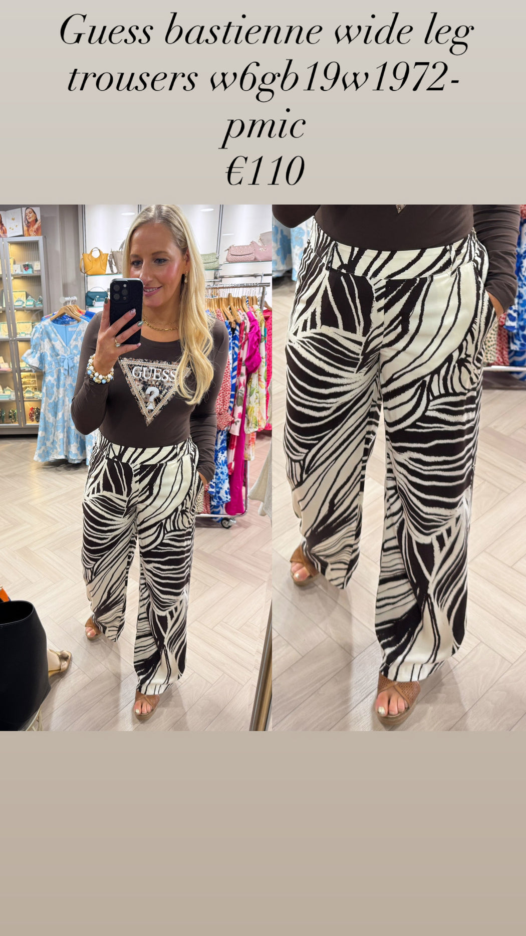 Guess bastienne wide leg trousers w6gb19w1972- pmic
