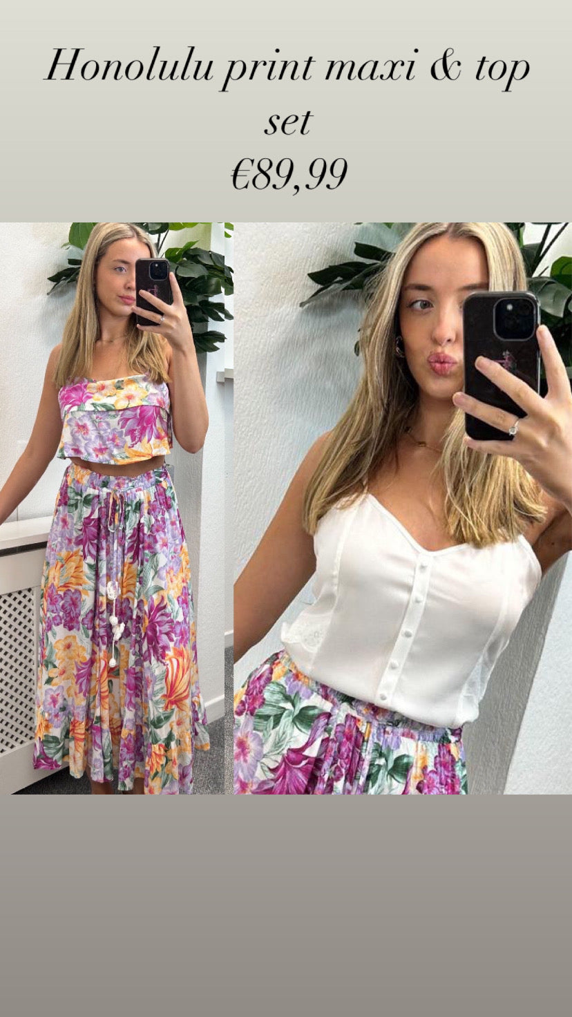 Honolulu print maxi & top set