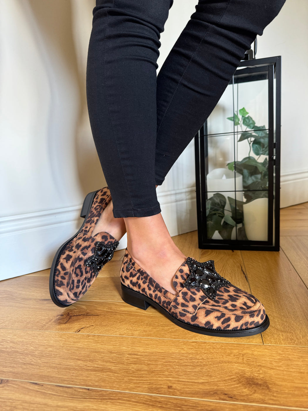 Afyon one leopard star loafer