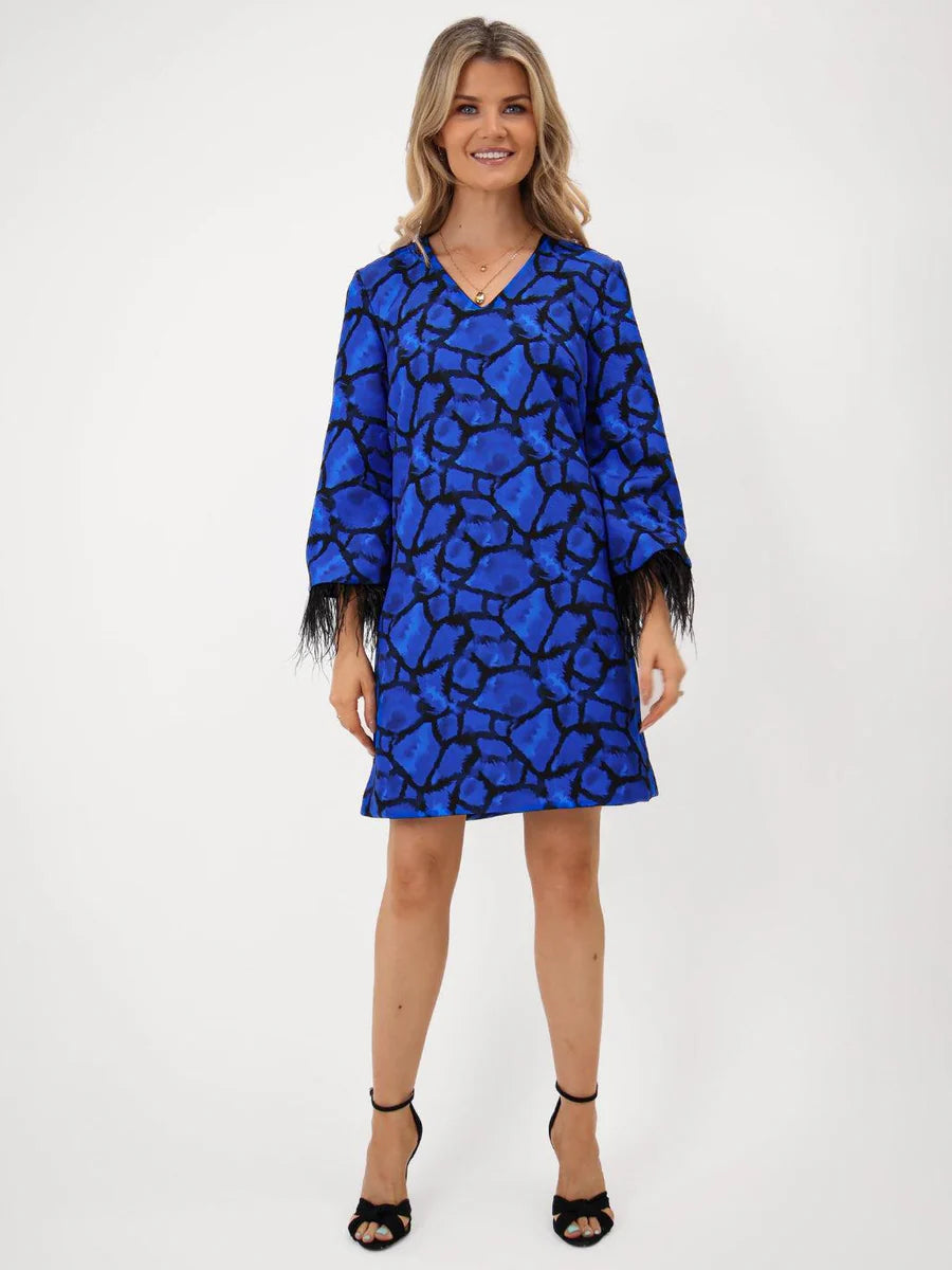 BLUE TAYLOR MINI SHIFT DRESS