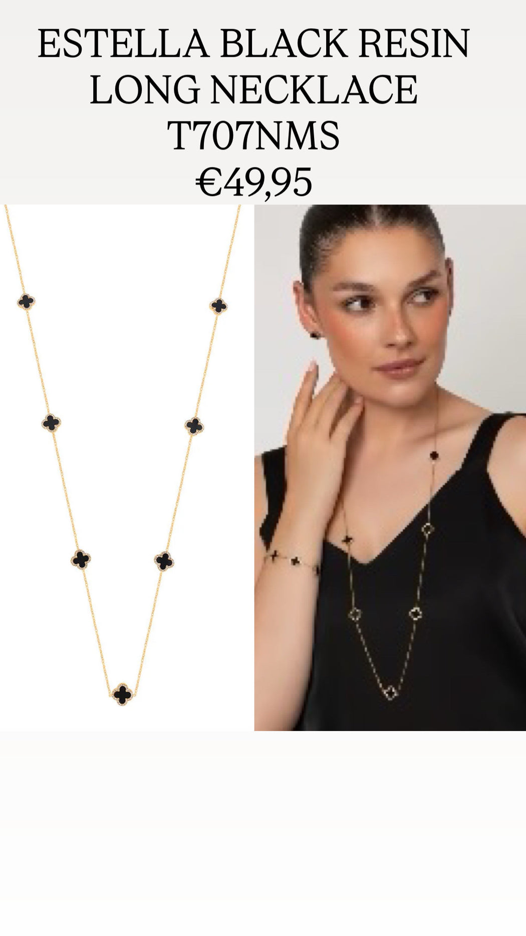ESTELLA BLACK RESIN LONG NECKLACE T707NMS