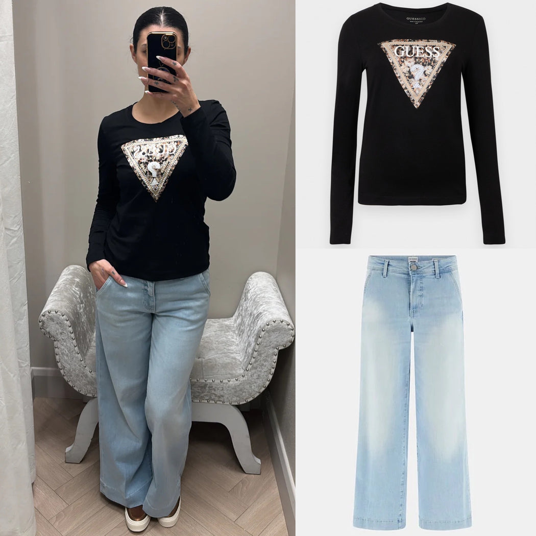 W6r133j1314 -jblk  guess  long sleeved black