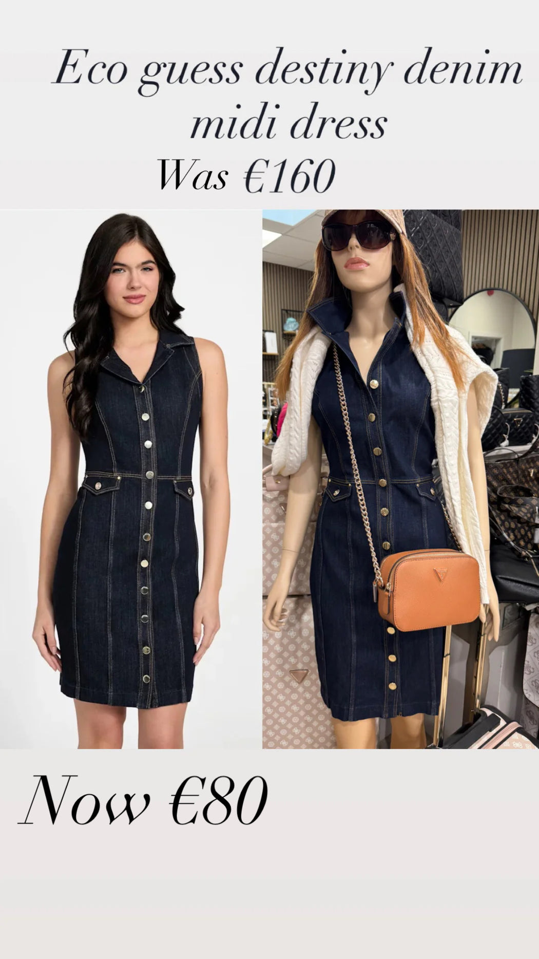 Eco guess destiny denim midi dress