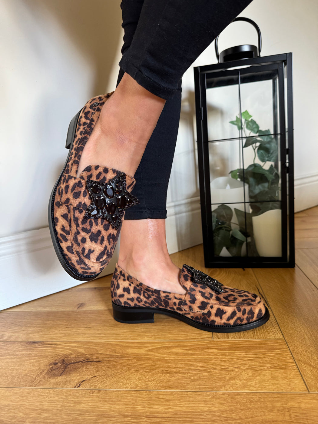Afyon one leopard star loafer