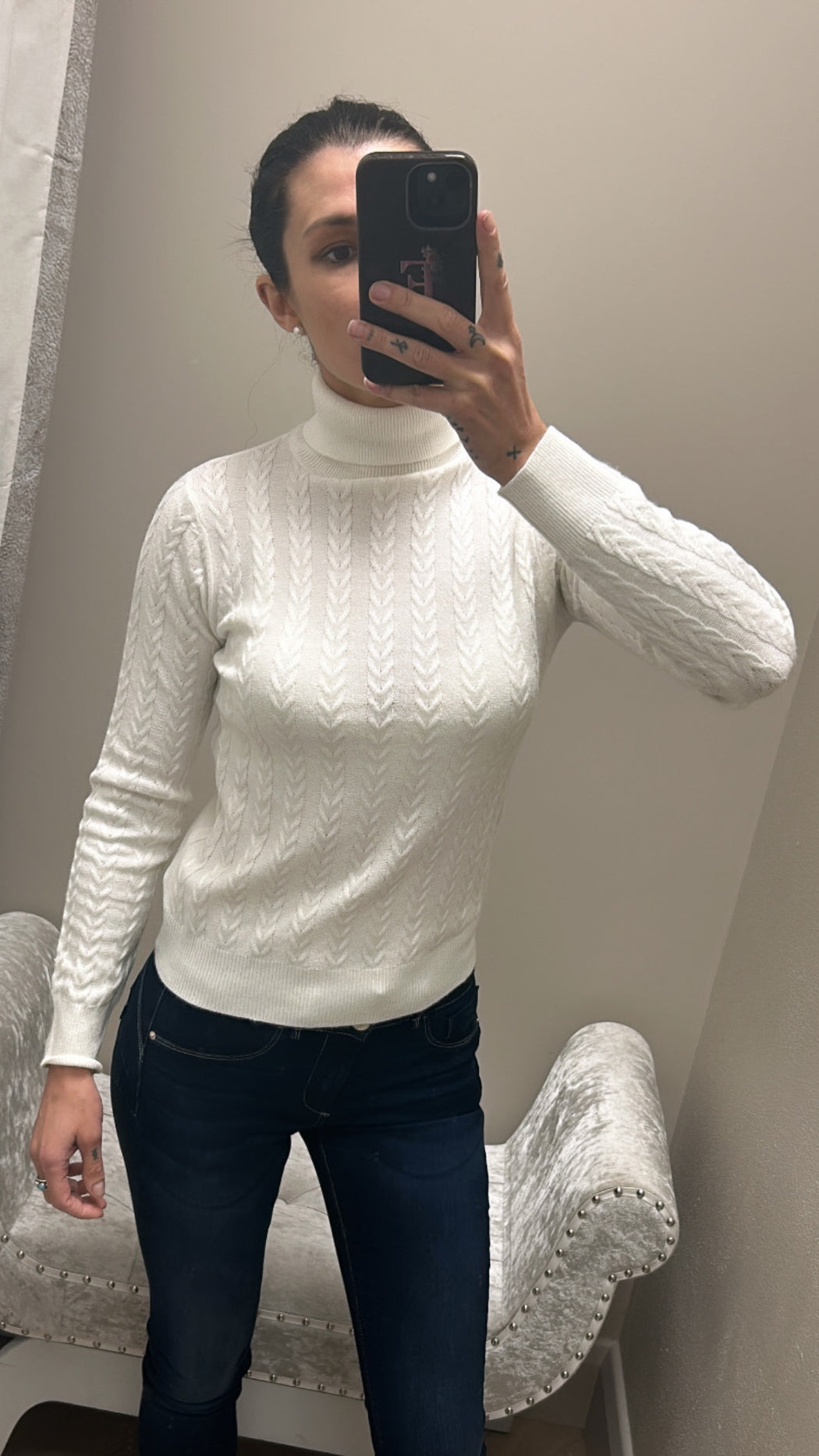 Deiopea cream rib polo neck