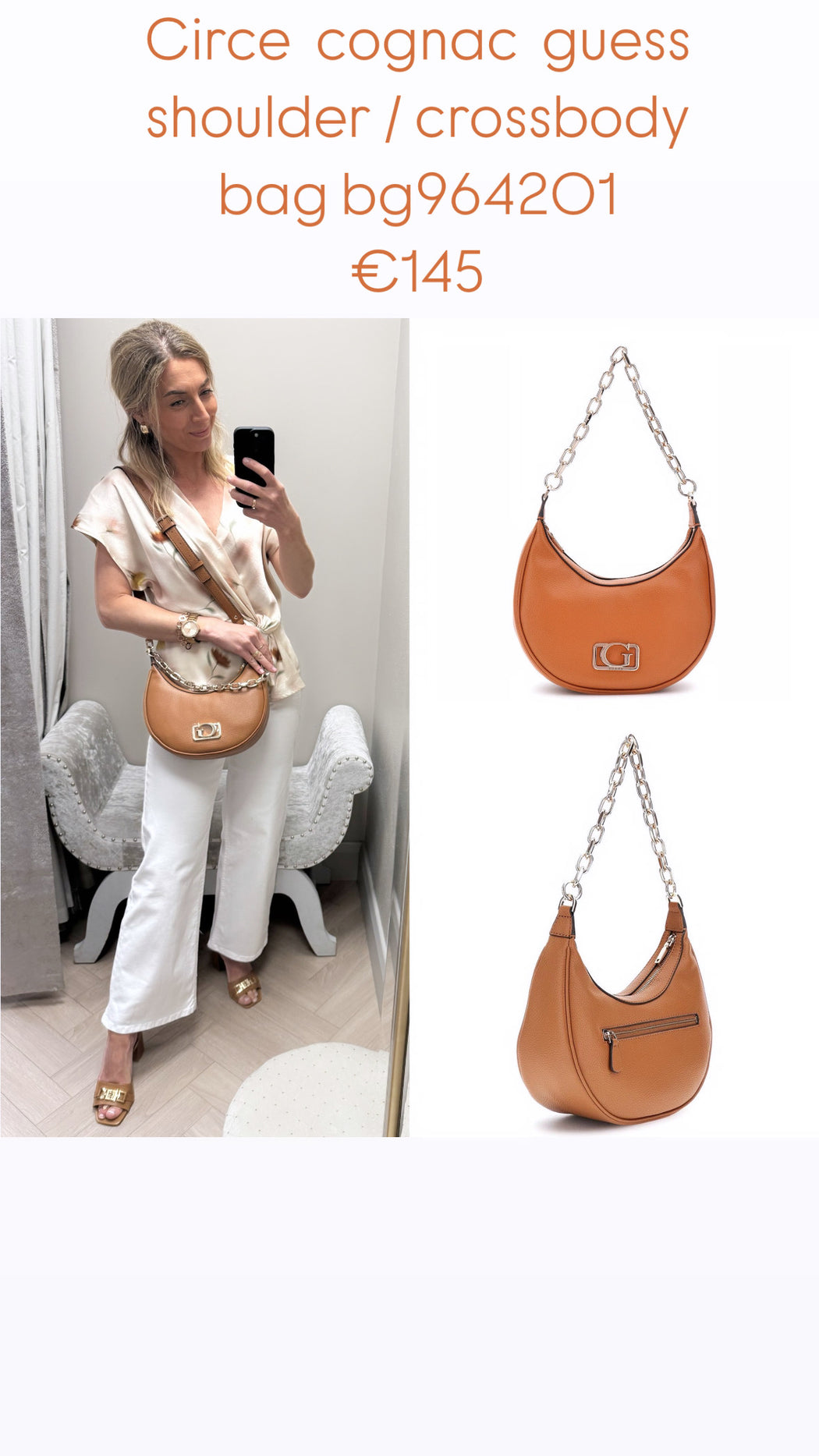 Circe  cognac  guess shoulder / crossbody bag bg964201