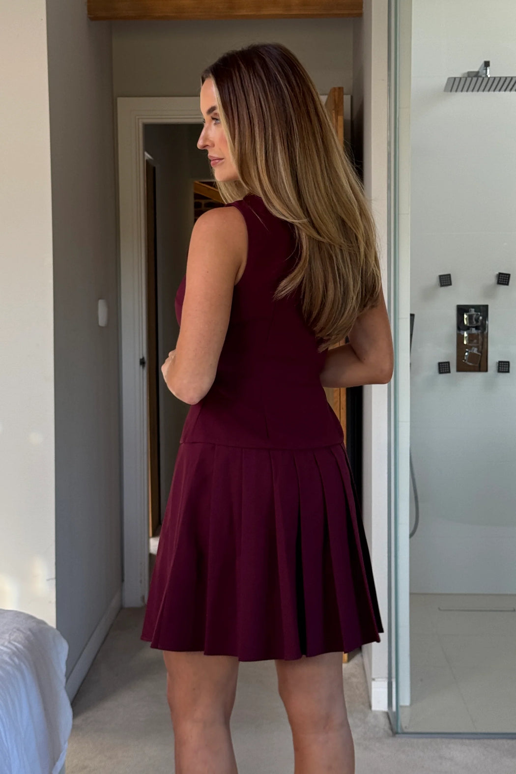 Penelope berry Tailored Pleated Mini Dress