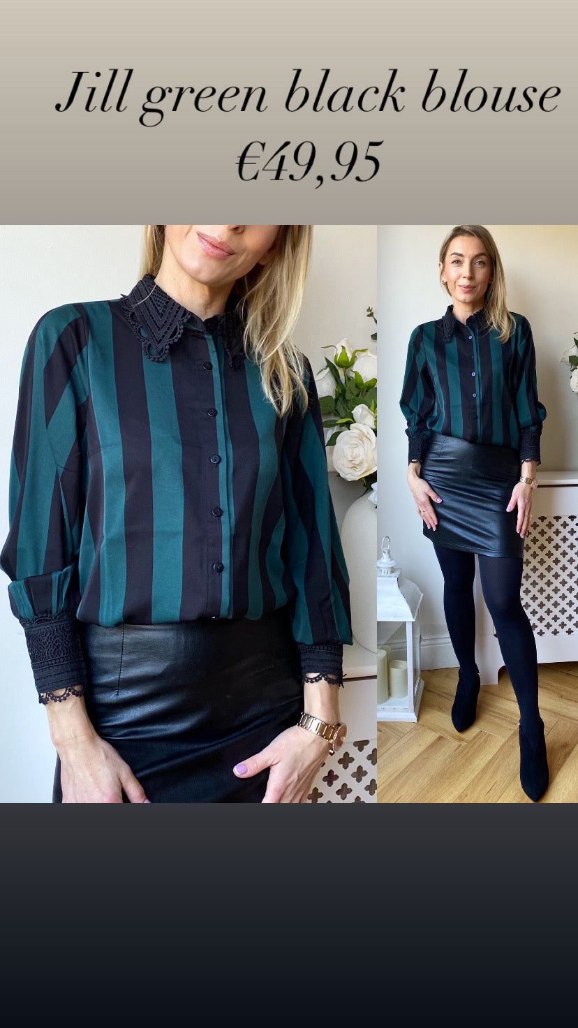 Jill green black blouse