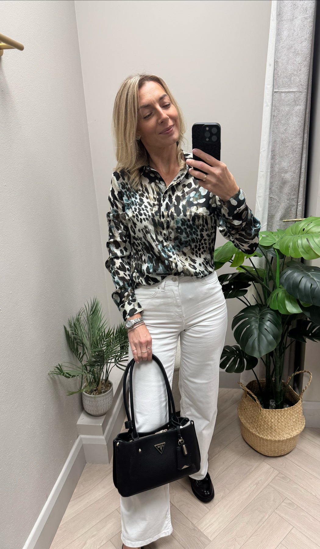 Guess clouis green print shirt w5yk98z2yk2-F7Bg