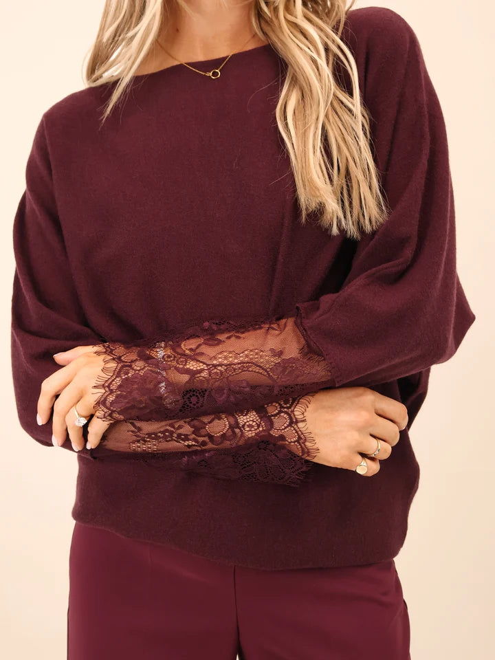 Plum Blakey lace knit jumper