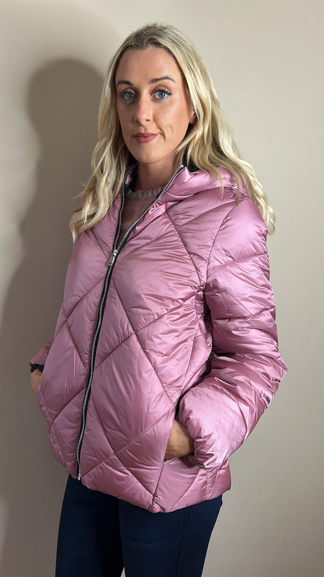 Santana pink puffer coat