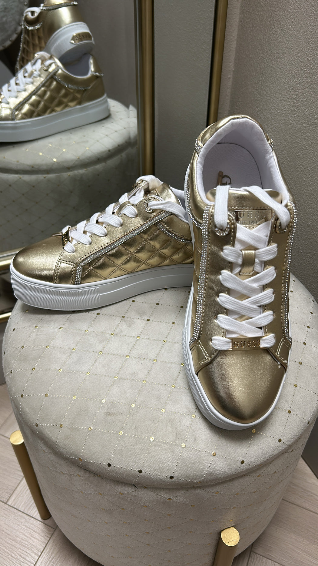 Guess gold quilted sneaker flpgraeke12