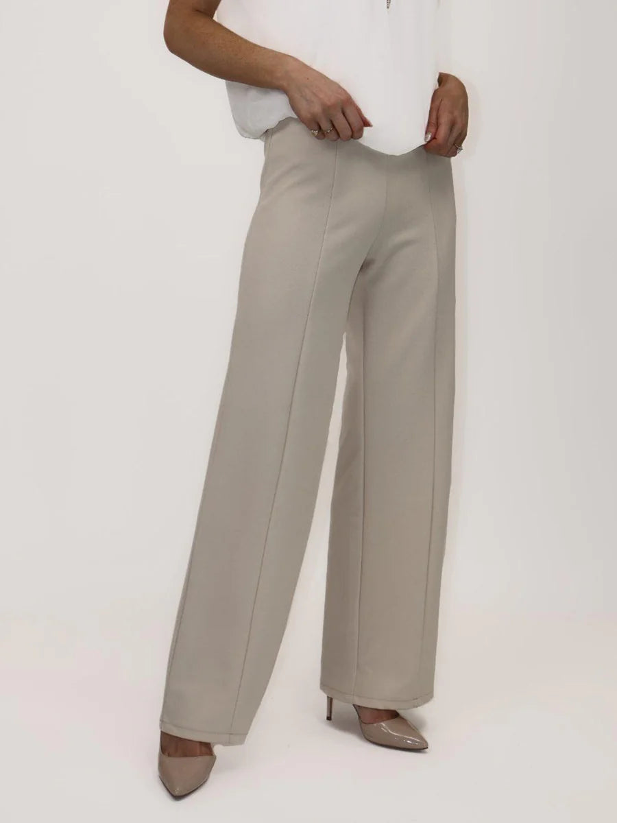 Lulu beige elasticated high waist trousers