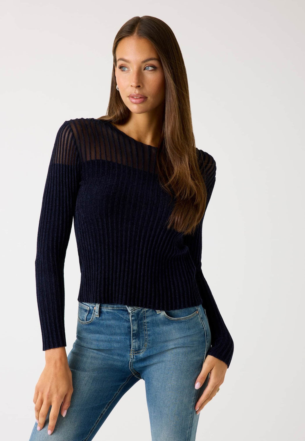Guess rowena rib knit (navy)w5br62z0890