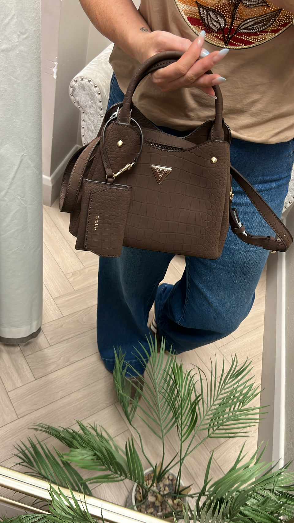 Guess Lorella Small Girlfriend Tote in Espresso cg230622