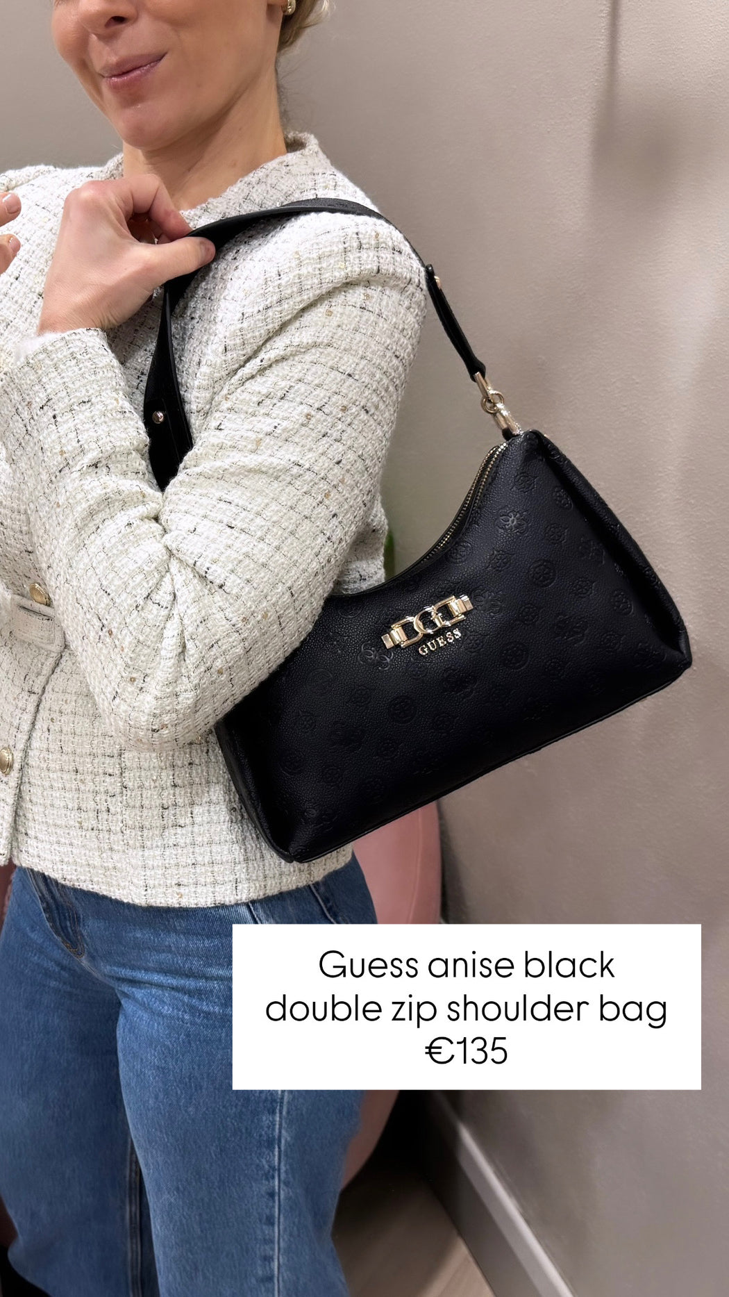 Guess anise  black  double zip shoulder bag PD991618