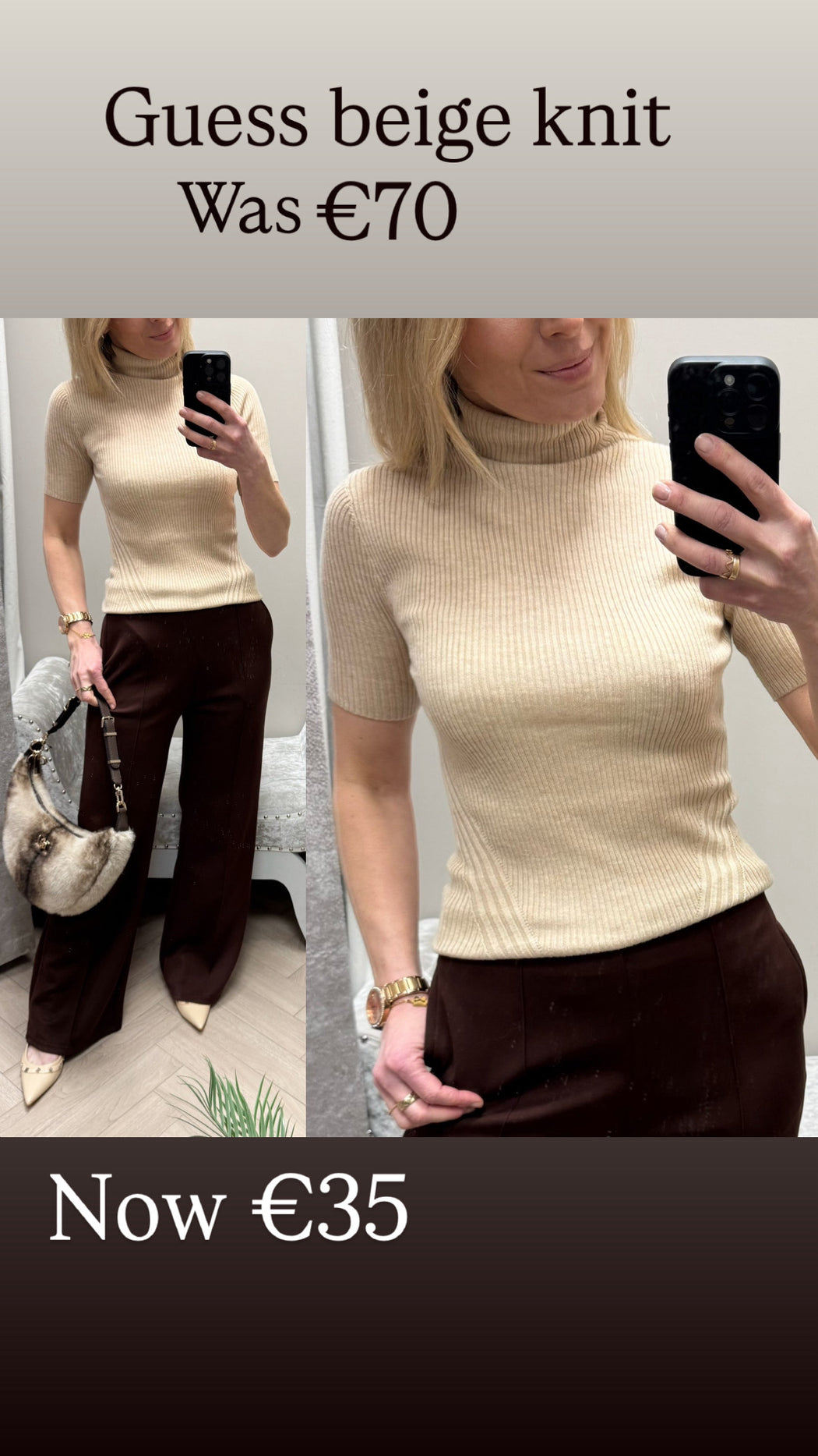 Guess beige knit w6rr30z30w2-h142