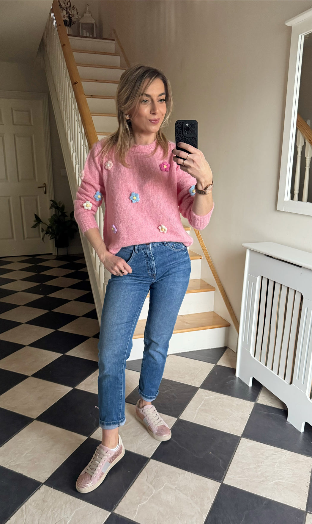 Pink lisa floral knit