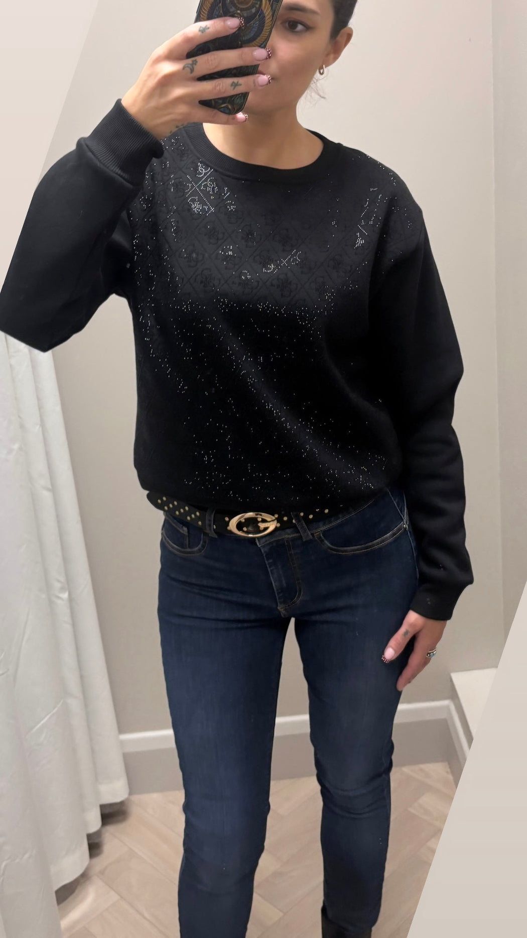 Guess black all over logo sweater w6bq14k6060
