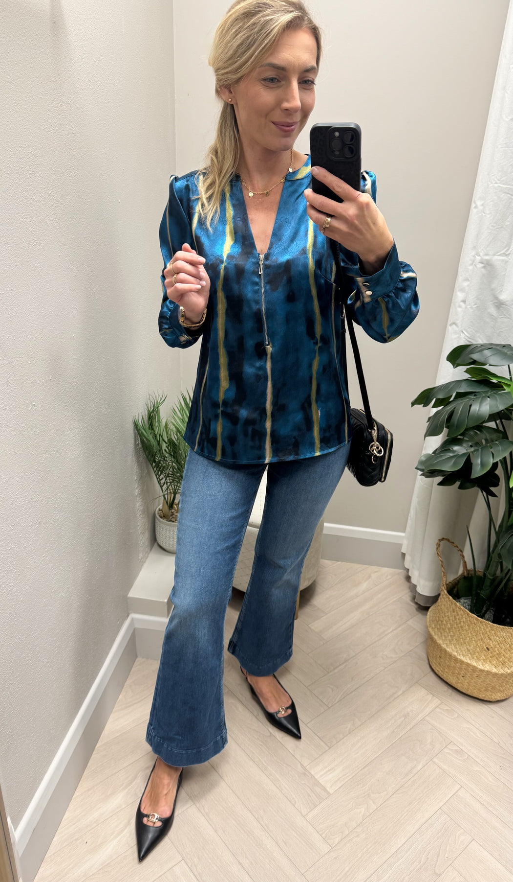 Shannon teal print top